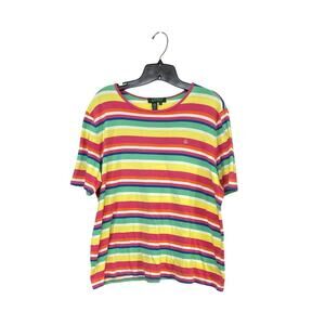 VTG 90s Lauren Ralph Lauren Womens Striped Short Sleeve Crewneck T-Shirt 1X Plus